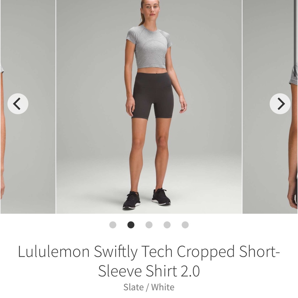 Lululemon swiftly tech cropped SS shirt 2.0 Slate/White Sz 4